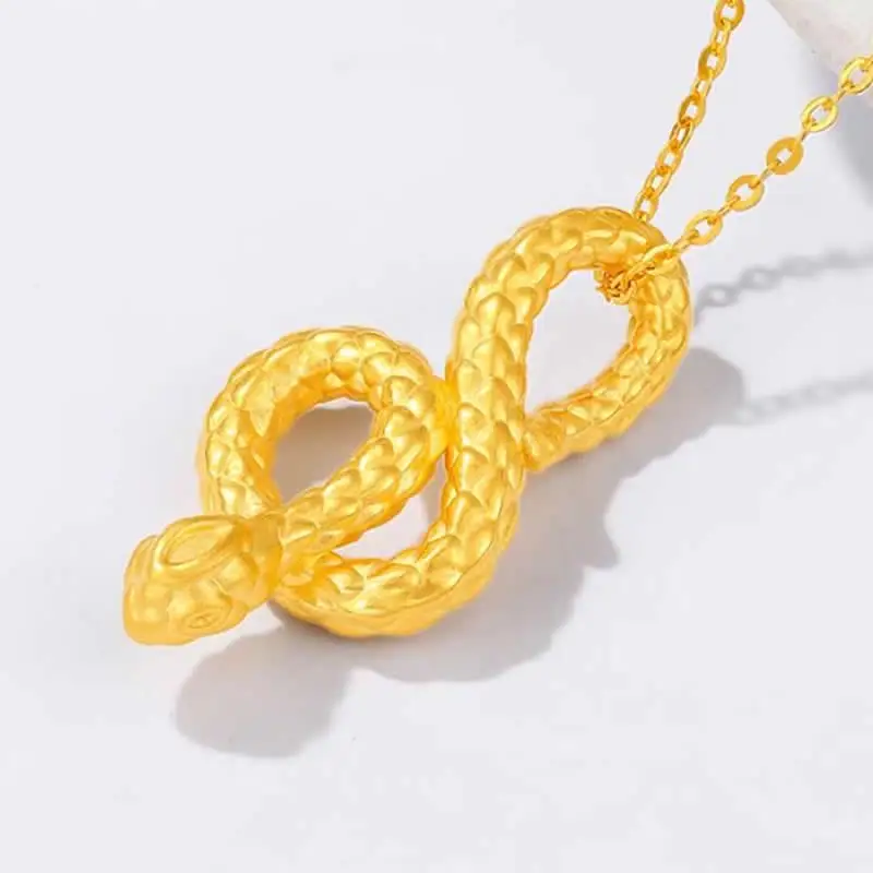 New 24K Yellow Gold Pendant Women 999 Gold Snake Pendant