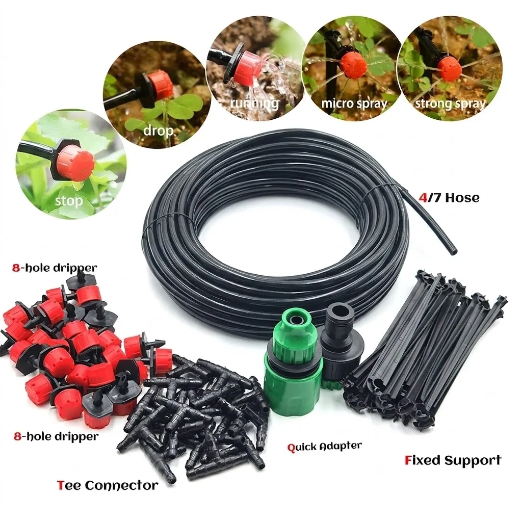 15M 30M Automatic Drip Irrigation System DIY Greenhouse Garden Watering Kit Featuring Adjustable Micro Drippers for Precise