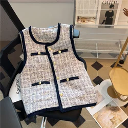 Women's 2023 Autumn Winter New Fragrant Vest Jackets Tweed High Quality Waistcoat