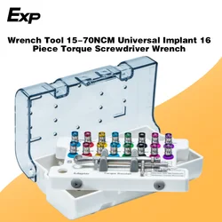 Exp ferramentas de chave de torque dental 15-70ncm implante universal 16 pçs chave de fenda de torque kits de catraca de restauração protética