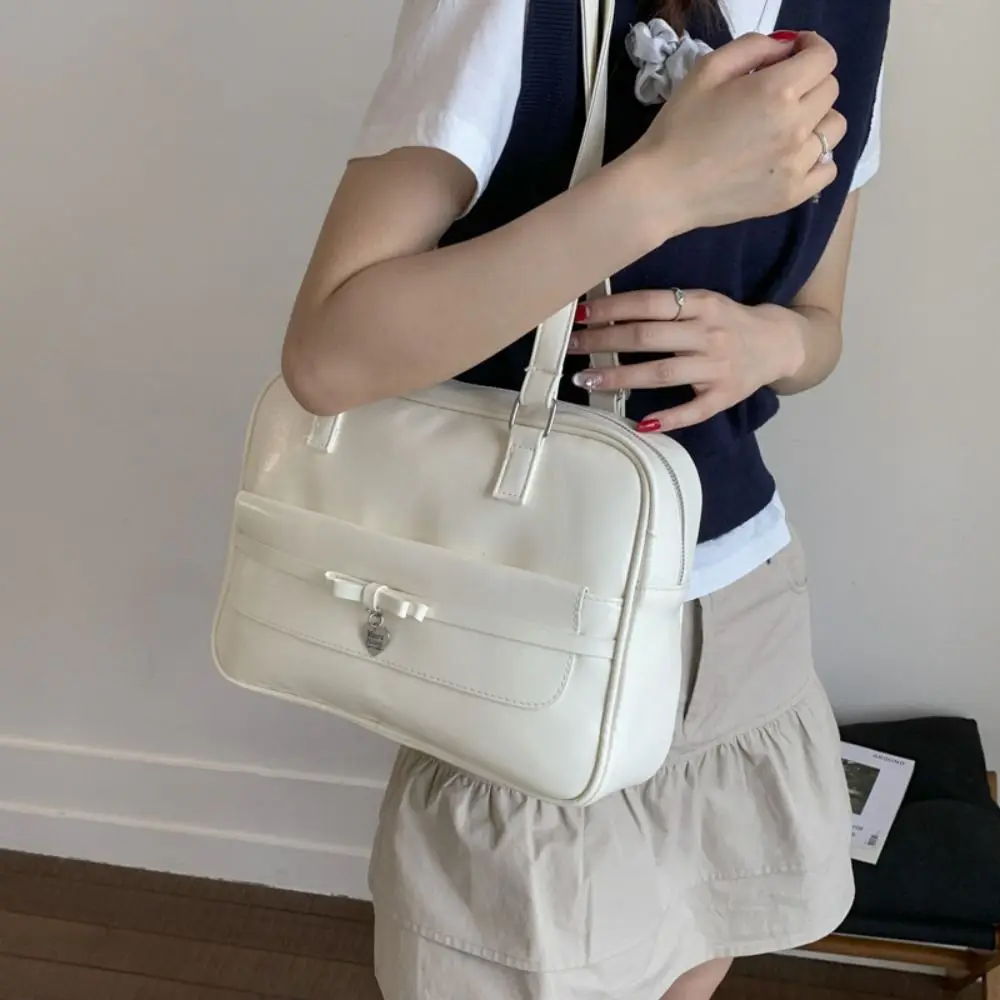 

Модная сумка для боулинга с сердечком и бантом, рюкзак из искусственной кожи в студенческом стиле, Бостонский рюкзак Y2k, сумка на плечо в корейском стиле, дорожная сумка