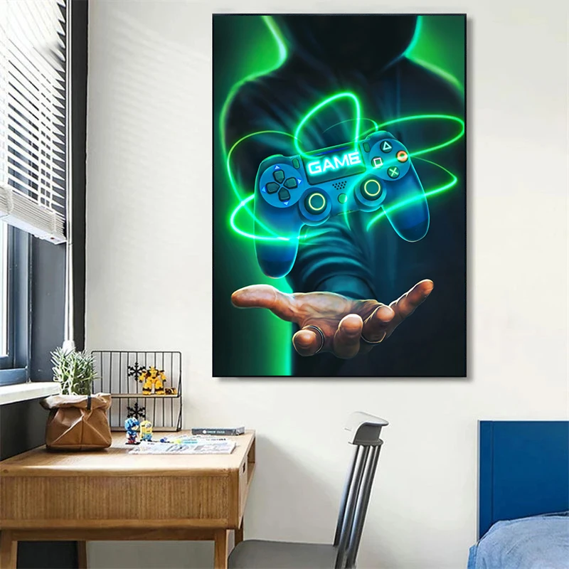 Punk Style Gaming Room Gamepad Canvas Paintings Posters and Prints Wall Art Pictures Gamer for Boys Children Room Decor Gift