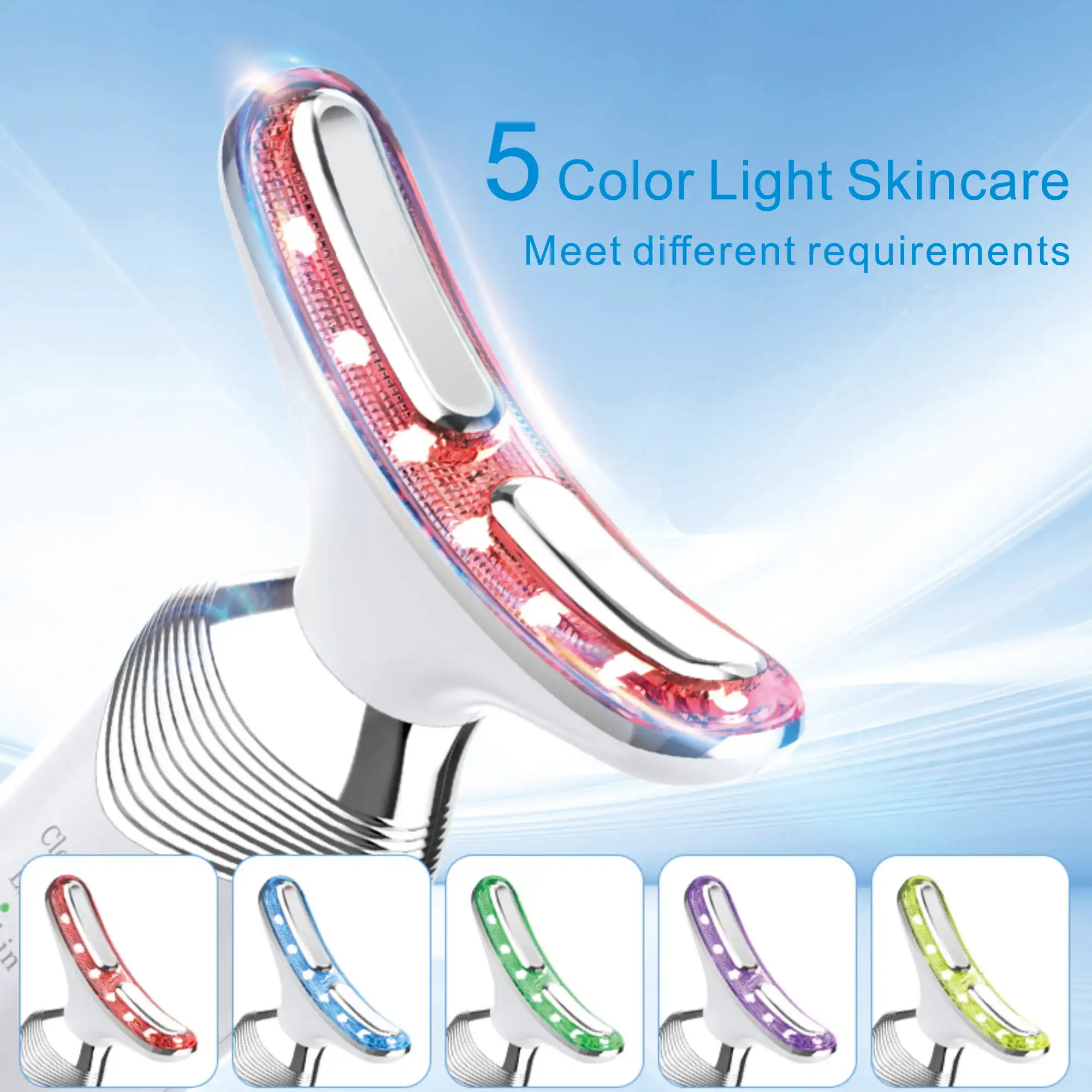 เครื่องนวดยืดผิวแบบพกพา 5 สี, เครื่องนวดหน้า, อุปกรณ์ความงามยกกระชับคอ, เครื่องมือสร้างรูปร่างใบหน้า, เครื่องนวดคอ