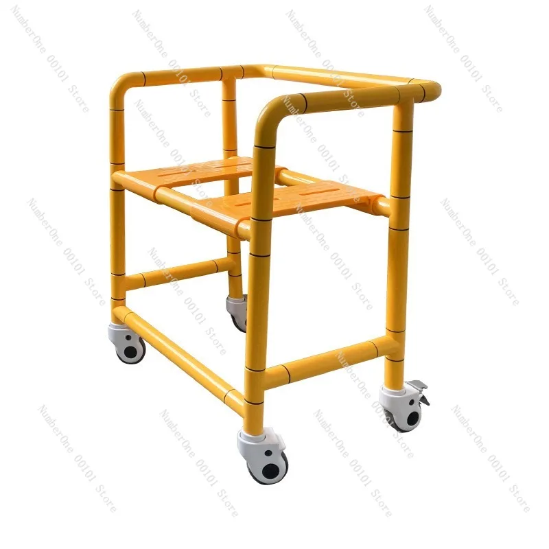 Safety Commode Wheelchair Chair Barrier Free Bath Stool with Wheels Adjustable Height Nylon Seat Portable Shower Toilet Chair
