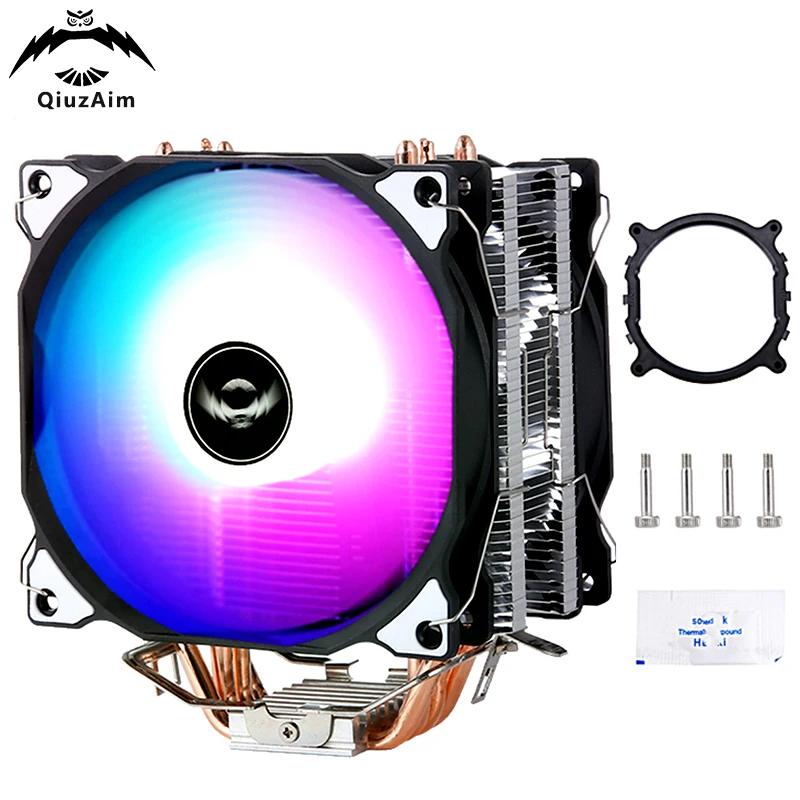 

QiuzAim CPU Processor Cooling 120mm Fan 4 Heat Pipe PWM Air-Cooler Cooler Installing LGA2011 x79 x99 2099 AMD AM3 AM4 AM5 2066