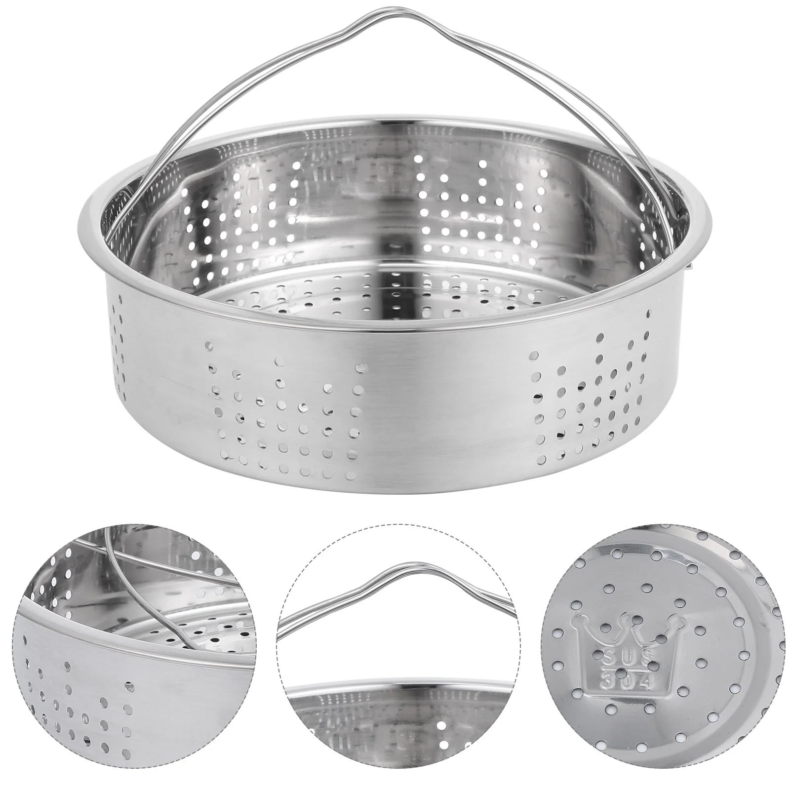 Cesta de vapor de acero inoxidable con asas, colador de vapor para alimentos, rejilla de vapor para olla arrocera, huevo, maíz, patata dulce, cocina, 1 ud.