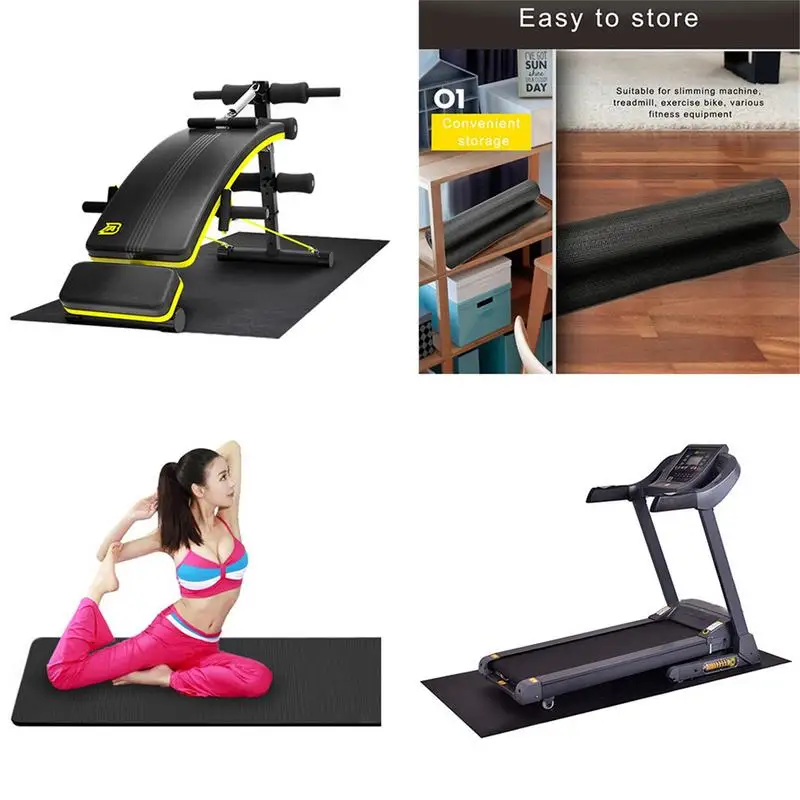 Exercise Mat For Treadmill Non Slip Yoga Mat Exercise Bike Mats For Trainer Hardwood Floor Carpet Protection Workout Cycling