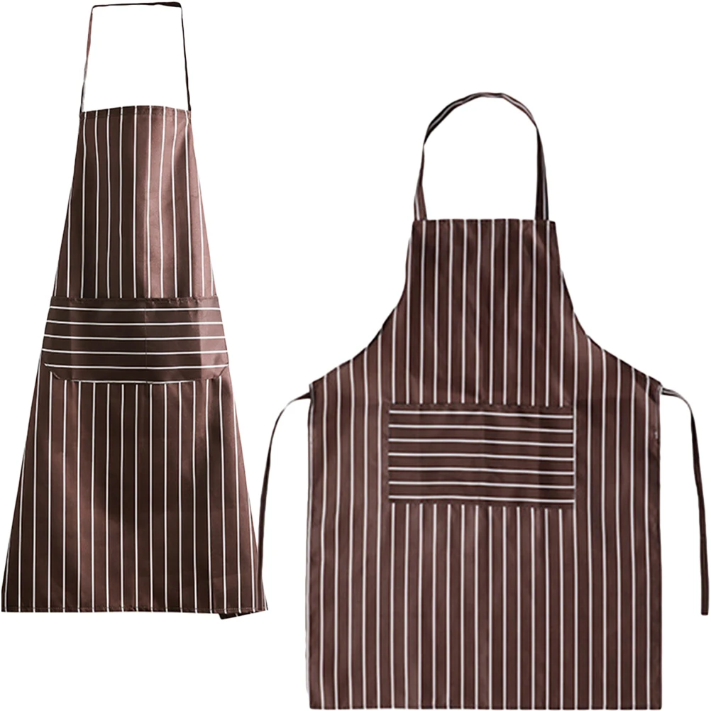 

2pcs Oil-Proof Apron for Men Women with Pockets Cotton Striped Kitchen Cooking Grilling Baking Reusable Dirt Resistant