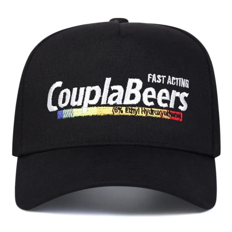 Vintage Casual Unisex Dad Hat, CouplaBeers Letter & Color Strip Embroidery Adjustable Curved Brim Baseball Cap