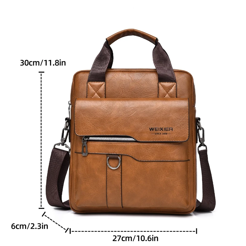 Fashion Mens Waterproof Shoulder Bag PU Leather Business Commuter Laptop Briefcase Large Capacity Computer Bag