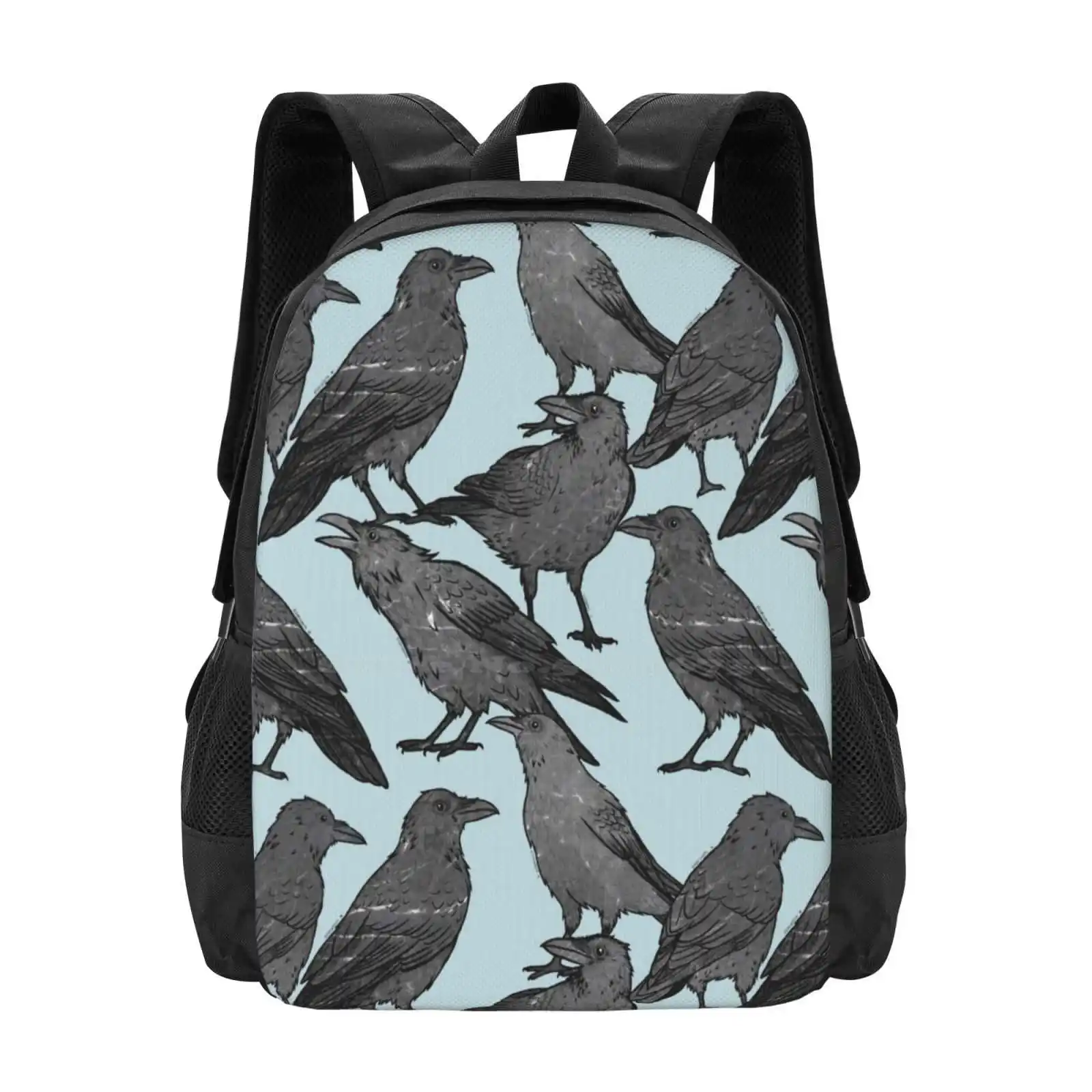 

Cute Crow Pattern Hot Sale Schoolbag Backpack Fashion Bags Crows Murder Birds Pattern Cute Nature Ravens Goth Animals Birb