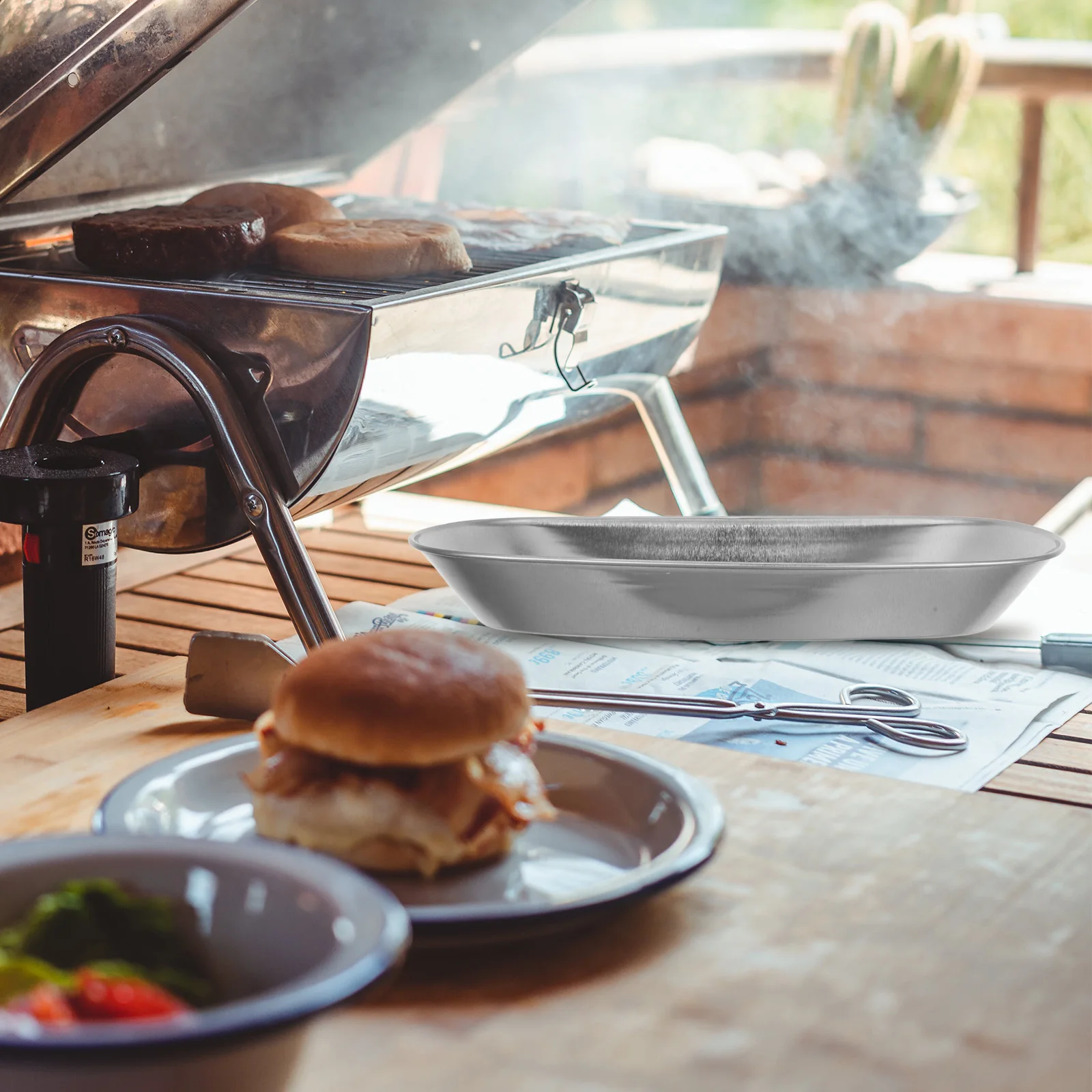 

Vintage Style Stainless Steel Large Fruit Serving Plate For Baking Picnic Camping Reusable Metal Dinner Tray Decorative Coffee
