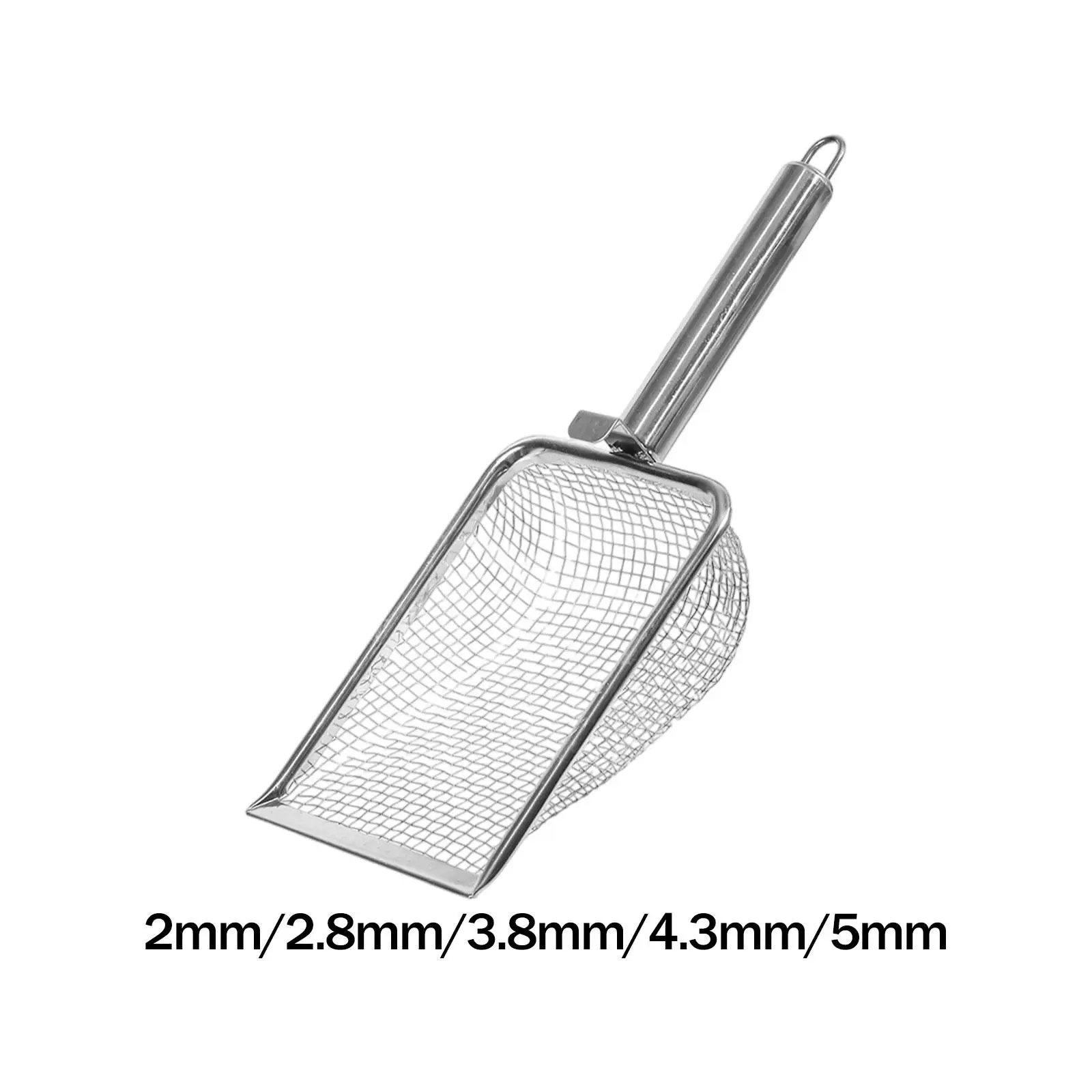 Herramienta de limpieza para paletas de arena para gatos, limpiador de arena para tamizar de acero inoxidable, pala de malla multifuncional de alta resistencia y práctica