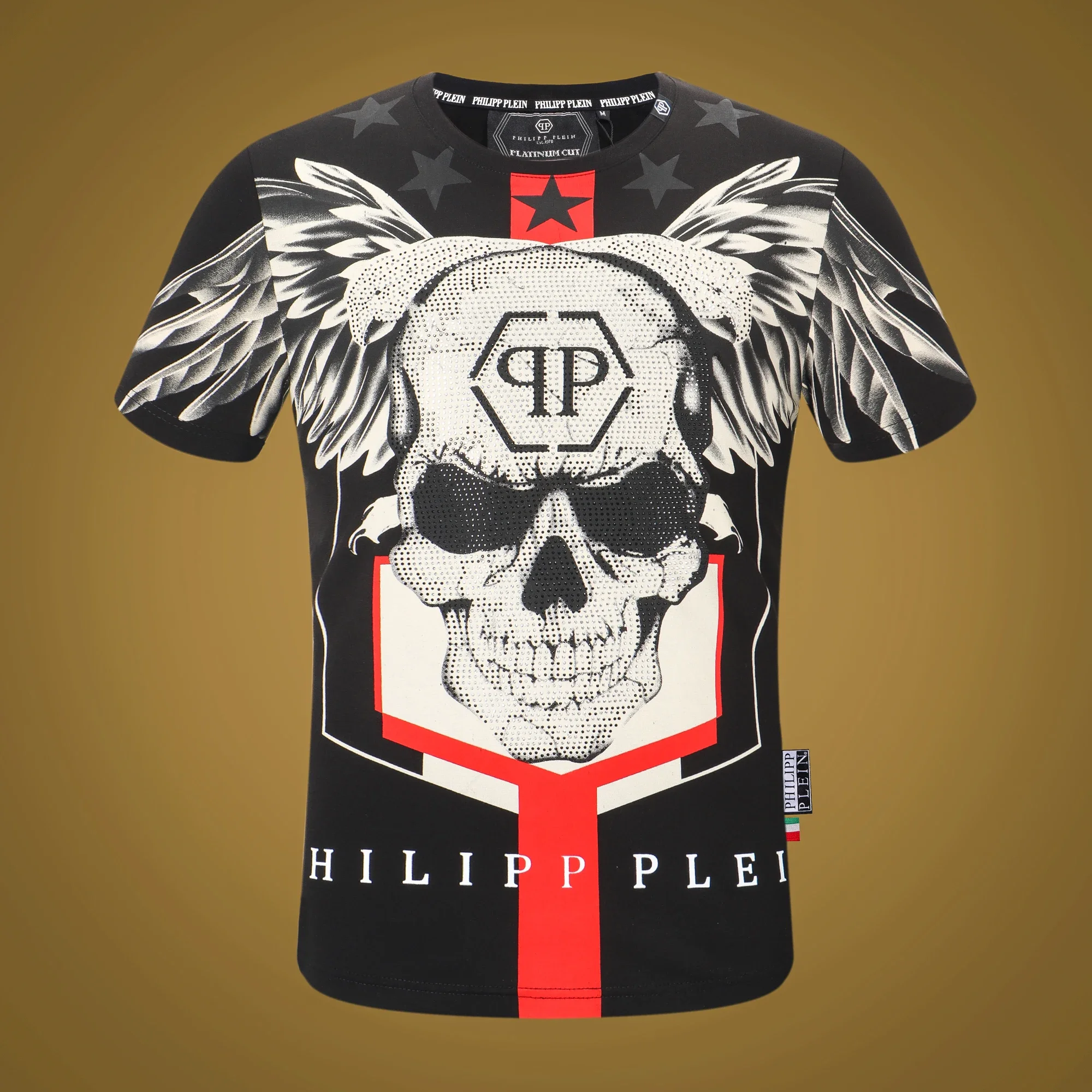 Philipp Plein New Trend Personality Classic Retro Fashion Sports Summer Hip Hop Diamond Crew Neck T-shirt