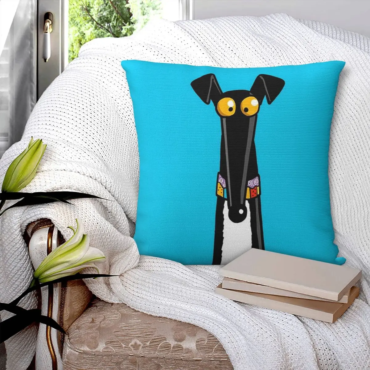 Greyhound Semaphore Pin Badge Blue Square Pillowcase Pillow Cover Cushion Zip Decorative Comfort Throw Pillow for Home Sofa