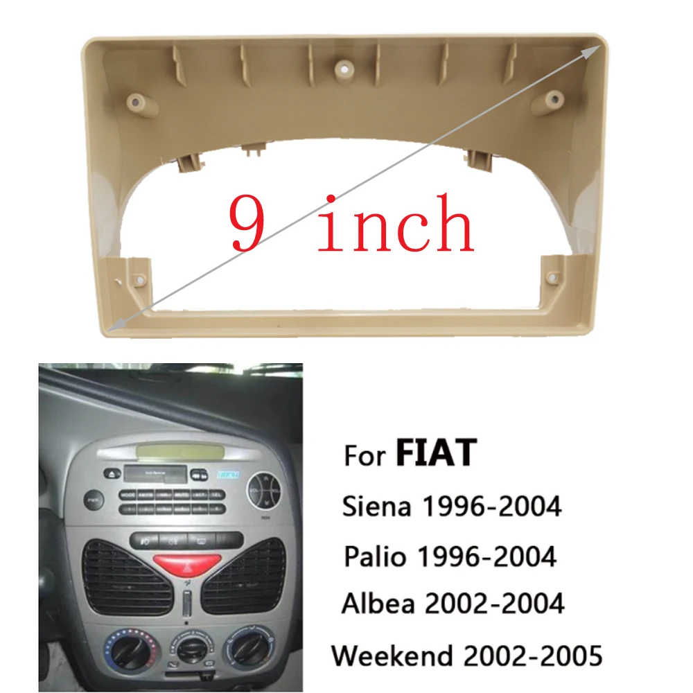 Para Fiat Siena Palio Weekend 1996-2004 9 Polegada Quadro de Carro Adaptador Fascia Android Rádio Dash Kit de Painel de Montagem