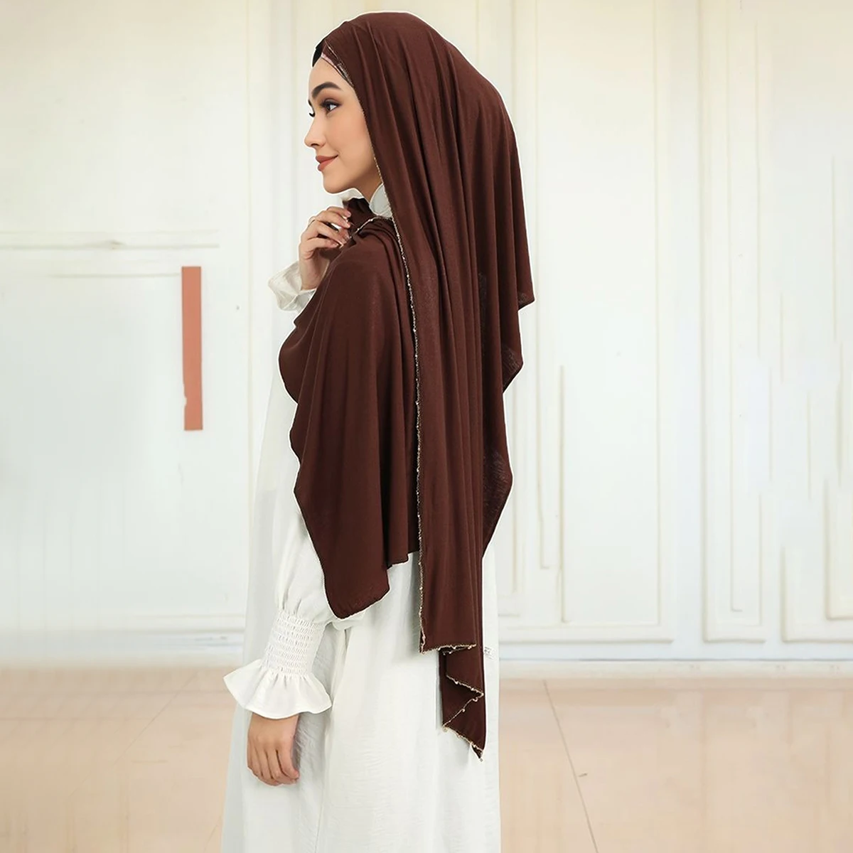 

Премиум бисер хлопок модал Джерси хиджаб шарф для женщин мусульманский хиджаб шали длинные накидки новый дизайн повязка на голову исламский тюрбан