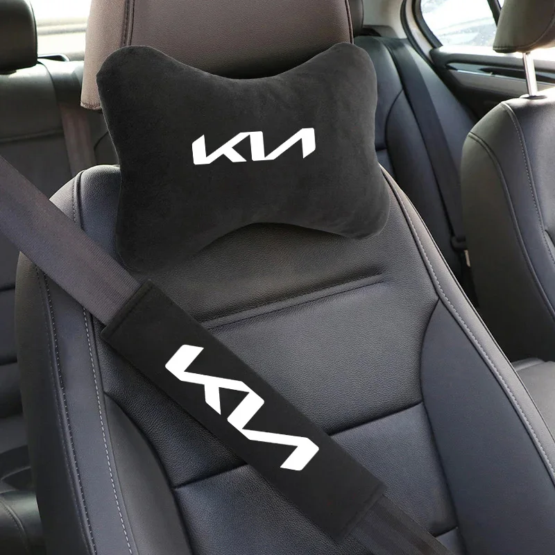 

Car Logo 2Pcs Cotton Headrest Cover Protective shoulders Auto Accessories For KIA Ceed Sorento K3 Rio Sportage Soul Picanto