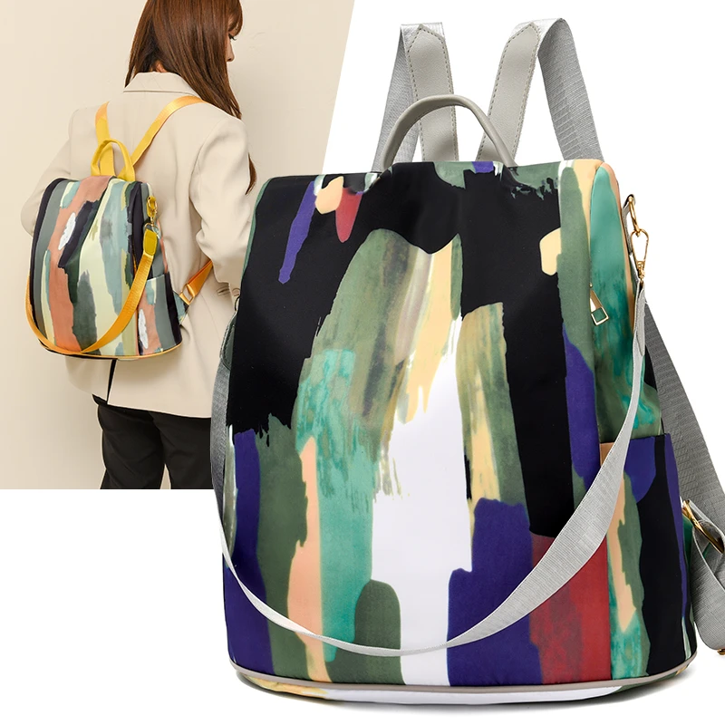 Bolso de hombro con estampado Oxford informal para mujer, mochila, bolso de mano, bolso escolar, bolsos de mujer, mochila para mujer