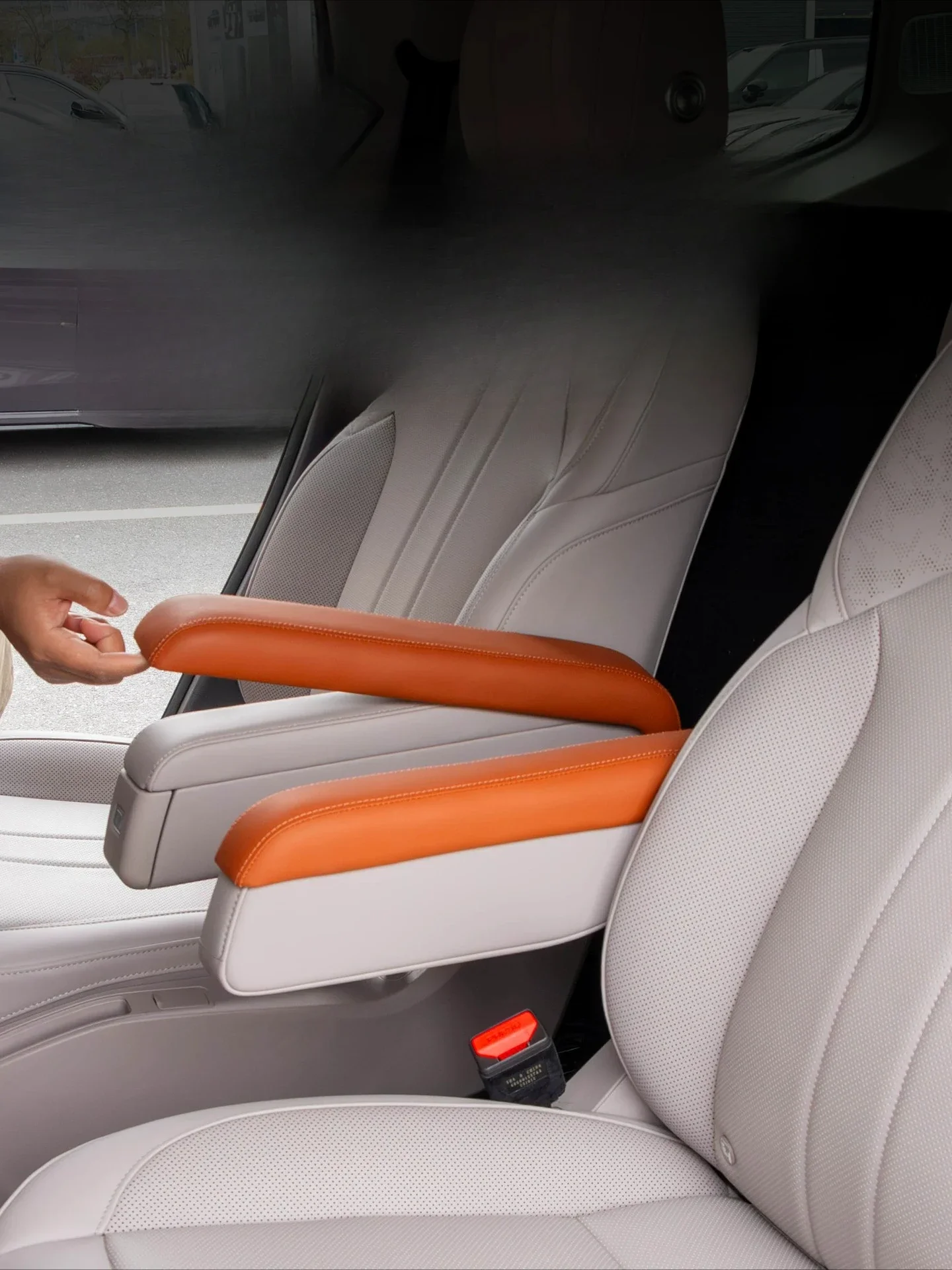 Car Second Row Seat Armrest Protective Cover ABS Leather Wrapped Armrest Protector Accessories For Jetour G700 2025 2026 detail image 1