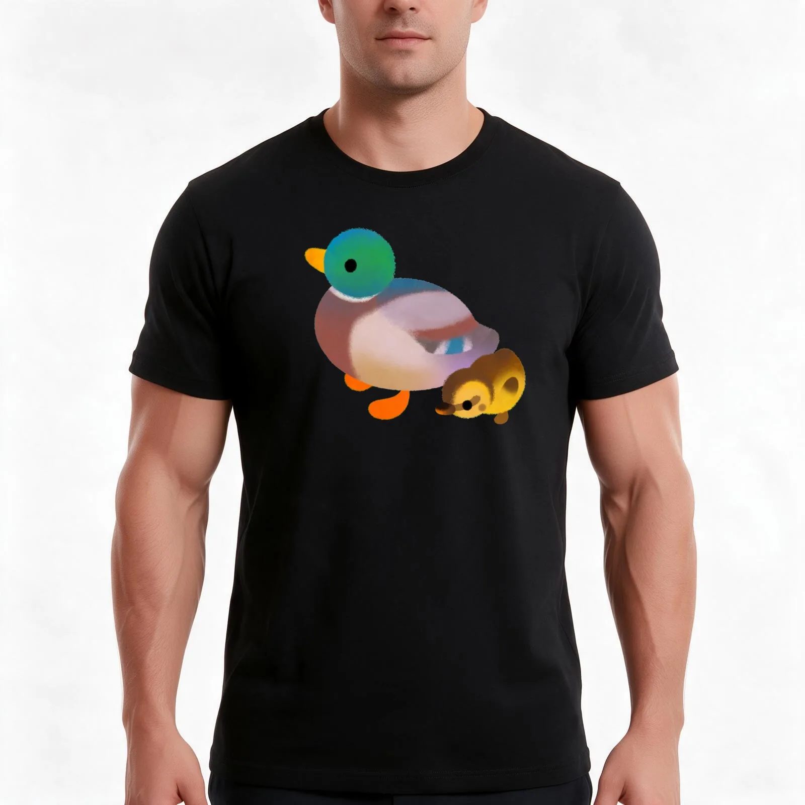 Duck and Duckling - dark T-Shirt, Summer Casual Cotton Tee, Oversized Streetwear Tops, Vintage Graphic Print, Unisex Men Women