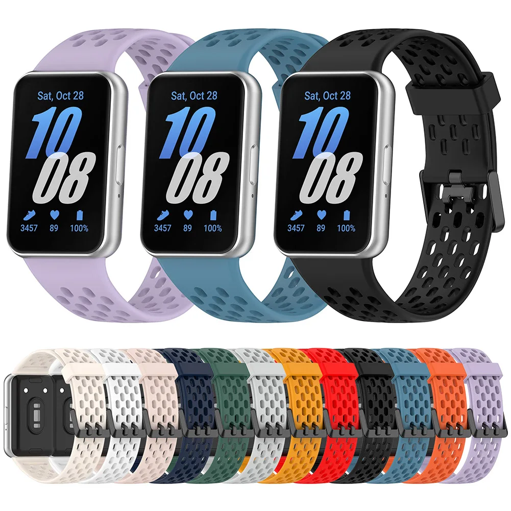 

Silicone Adjustable Watch Band Breathable Sports Watchband Watch Strap Replacement for Samsung Galaxy Fit 3 Smart Watch