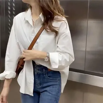 אופנה דש כיסים מוצק צבע סדיר חולצה נשי בגדי 2023 סתיו חדש מקרית חולצות סימטרי חולצה