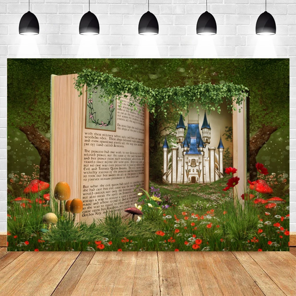 Spring Fairytale Wonderland Backdrop Tropical Rainforest Castle Mushroom Natural Scenery Newborn Portrait Birthday Background