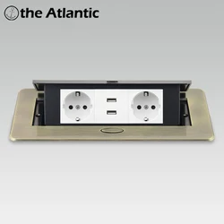 Recessed Plug Table Power Strip EU Desktop Socket Outlet With USB Type C Electrical Socket Bronzer Socket in the Countertop
