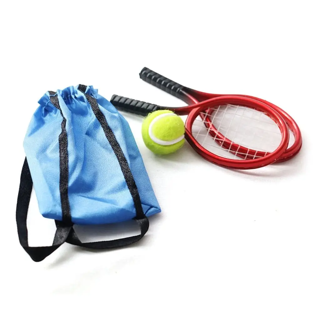 4PCS Photo Props Gift Creative Doll Tennis Racket Miniature Racquet Ball Bag 1/6 1/12 Sport Equipment  Dollhouse Accessories