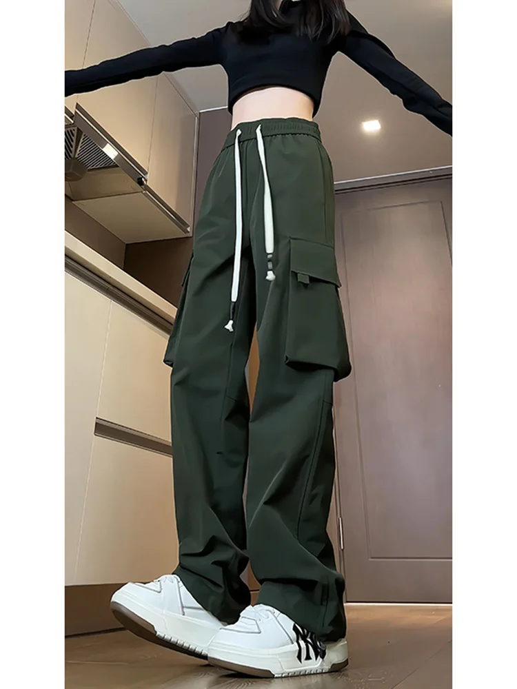 

Men's Casual Cargo Pants Spring Autumn Loose Fit American Sle Youthful Energy Faion Brand Silk Fabric Low Waist Long Trou...