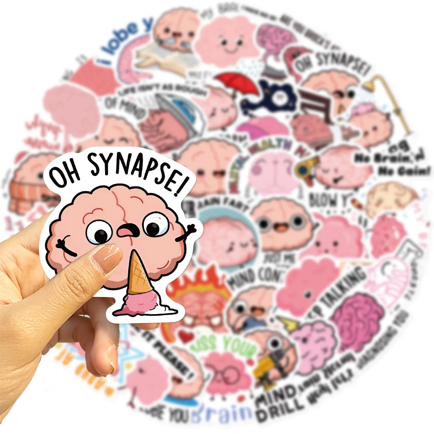 50 قطع لطيف الدماغ الوردي ملصقات مضحك الكرتون الكتابة على الجدران الديكور DIY بها بنفسك مذكرات الكمبيوتر المحمول الغيتار الأمتعة سكيت لعبة مائي مقاوم للماء