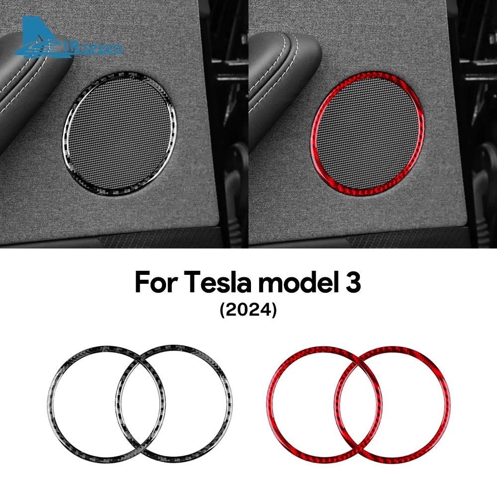 

Настоящая мягкая наклейка из углеродного волокна для Tesla Model 3 Highland 2024, звуковое кольцо для задней двери, аксессуары для внутренней отделки автомобиля