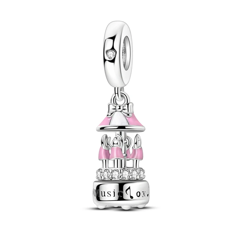 

925 Sterling Silver Eight Tone Box Charms Beads Zircon Dangle Fit 3mm Original Bracelet DIY Women Birthday Anniversary Jewelry