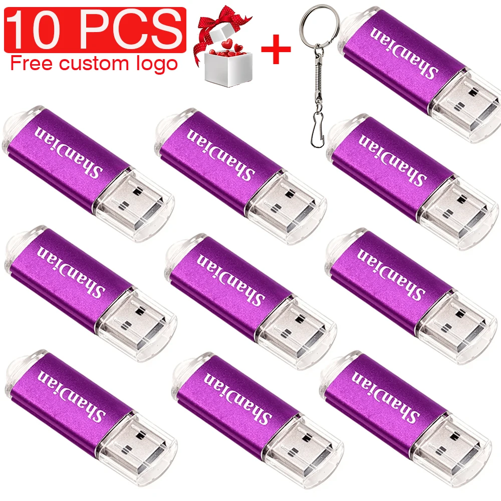 

SHANDIAN 10PCS/LOT USB 2.0 Flash Drive 128GB 64GB Mini Pen Drive Memory Stick 32GB 16GB External Drive Free Logo Business Gift