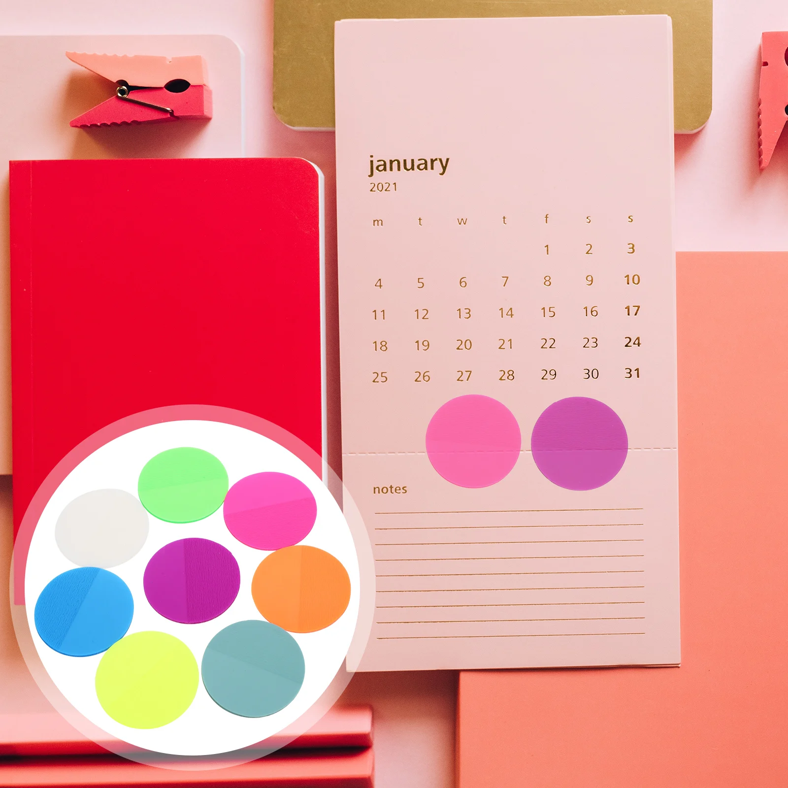 

Round Notes Household Stickers Double School Memo Self-adhesive Self-stick Pads Cute Colourful Removable Office