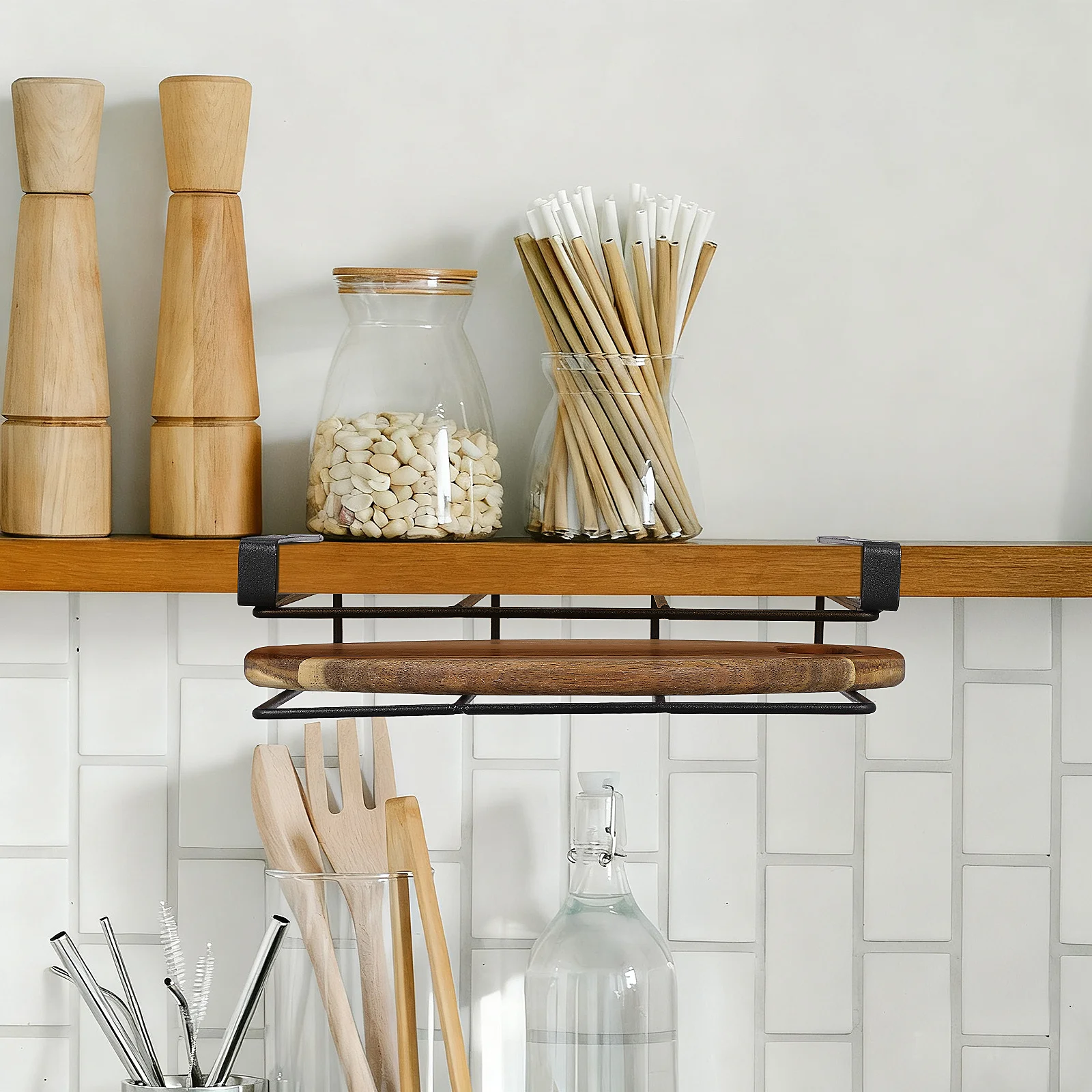 

Multi-Functional Metal Chopping Board Rack Under Cabinet Kitchen Storage Holder For Cutting Boards Pot Lids Mugs