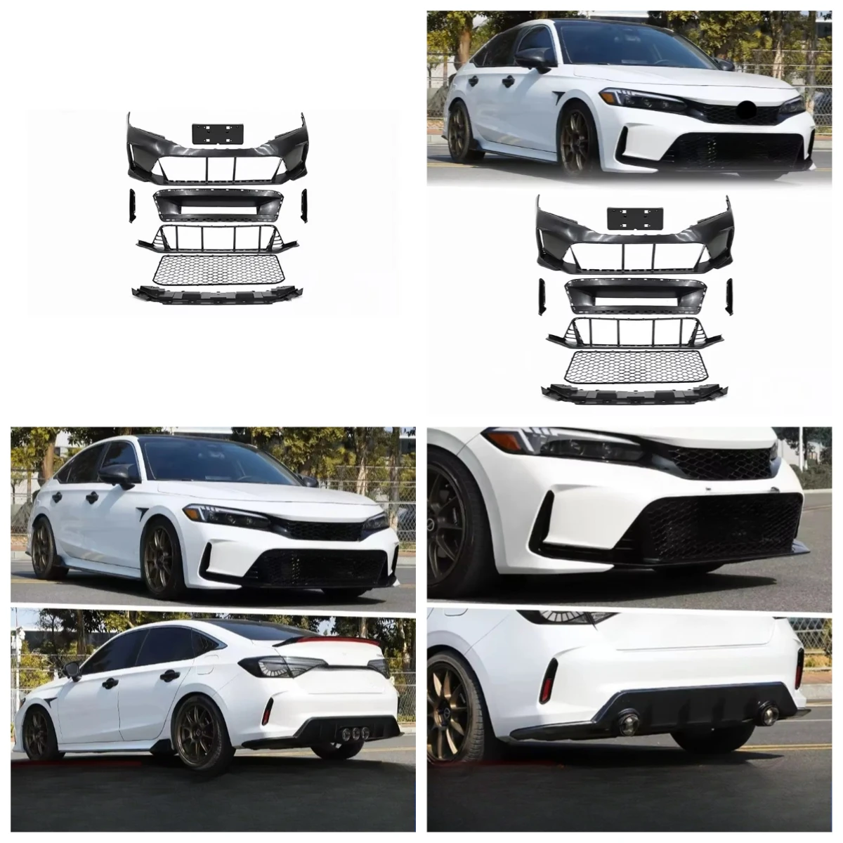 

Автомобильный комплект кузова Type-r, грунтовка, передний и задний бампер, решетка, боковые юбки, хвостовое горло, выхлопная труба для 11th Civic