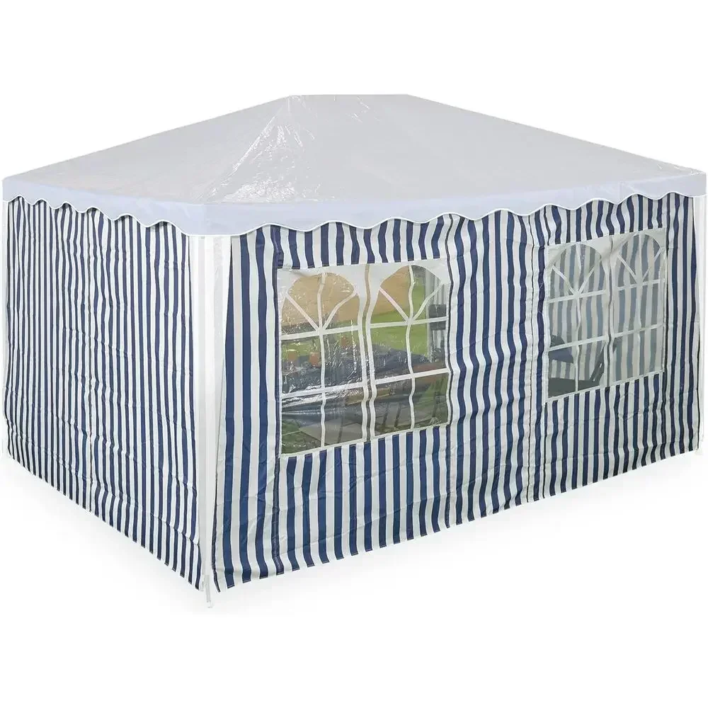 Blue/White Waterproof 3x4m Party Tent with Easy Fastener and Windows, Set of 3 Side Panels