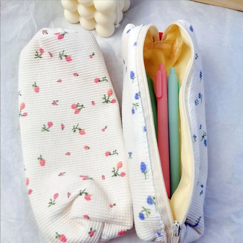 2 حزم القرطاسية حقيبة تخزين القطن لطيف صغير جرلي القلب حقيبة تخزين القرطاسية الصغيرة