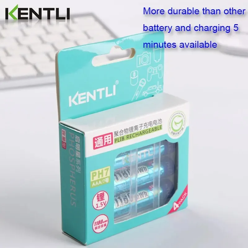 KENTLI no memory effect 1.5v 1180mWh AAA polymer lithium li-ion rechargeable batteries aaa battery