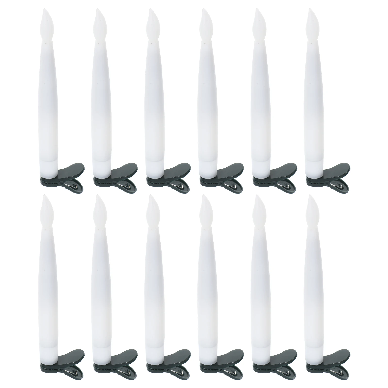 

12 set Led Christmas Tree Candles Flameless Taper Operated Clip On Lights Frosted Warm White Holiday Decor Wedding Party