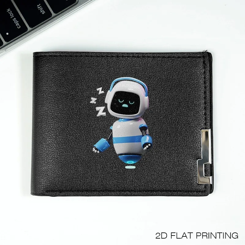Cartera de cuero PU con diseño de robot, cartera compacta minimalista de estilo empresarial para hombre, ligera, duradera, accesorio de moda para uso diario