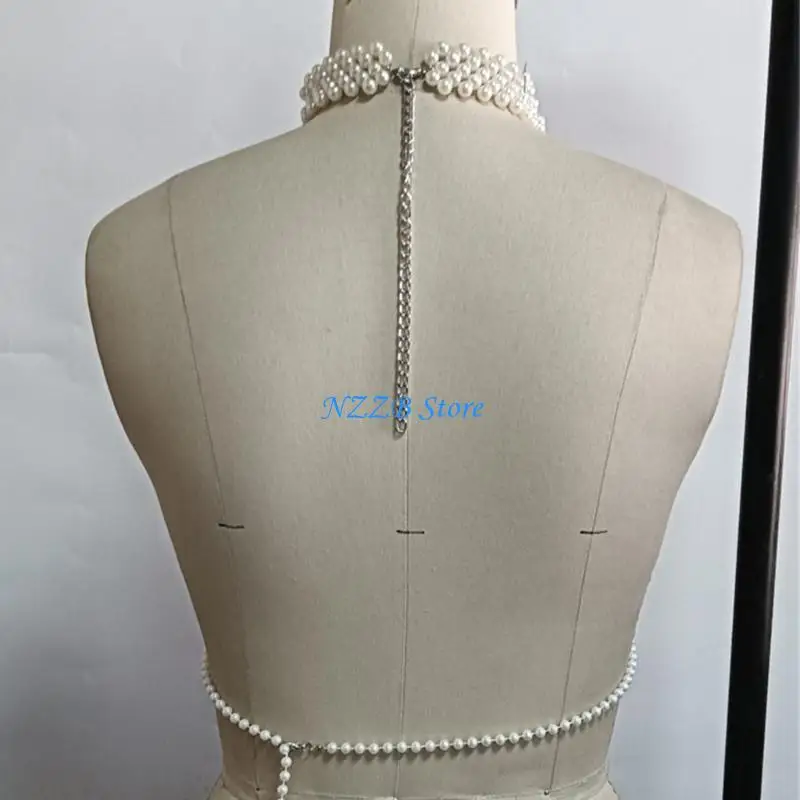 

T21F Жемчужные слоистые цепи тела для бюстгальтера для грудных цепей ожерелье для вечеринки костюмы для боди ювелирных украшений