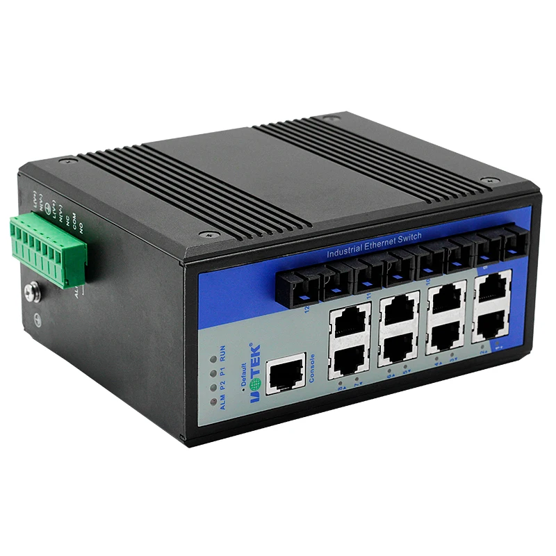 Switch Ethernet gestito industriale UOTEK 100M 12 porte con porta SC Switch Ethernet di alta qualità UT-62408F-8T4SC-BNF