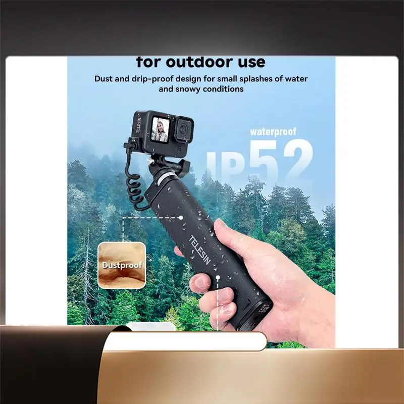 

TELESIN Selfie Stick QC/PD3.0 Fast Charging Power Selfie Stick 90CM Telescoping Selfie Pole With 1/4 Inch Screw For Gopro12/11-X