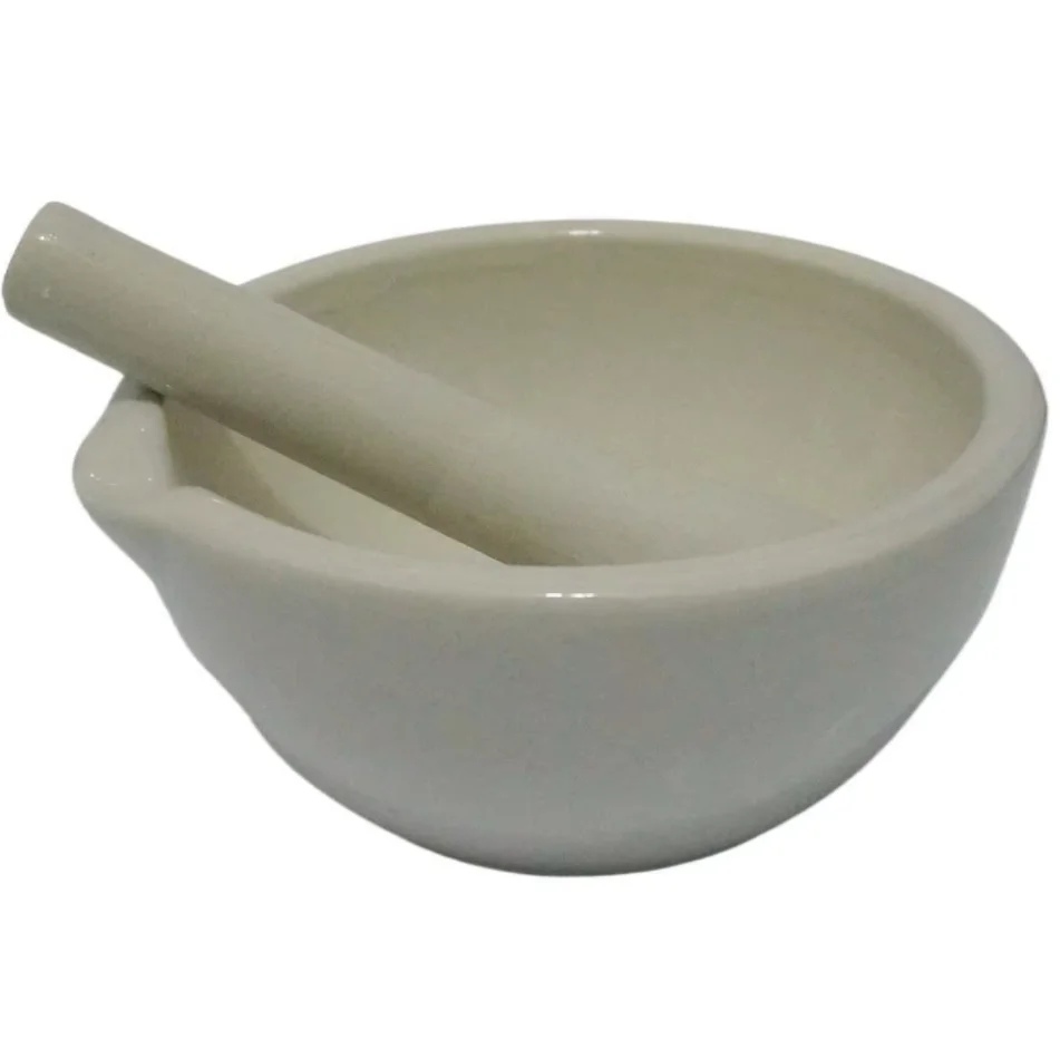 130mm Porcelain Mortar and Pestle Mixing Grinding Bowl Set White Lab Kit Tools