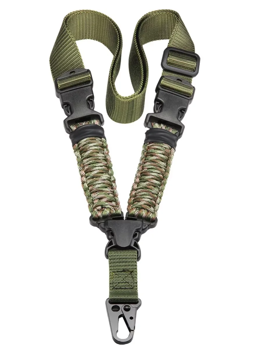 Tactical Single Point Gun Sling Nylon Webbing Paracord Multiuse Rifle Shoulder Strap Durable Adjustable Shotgun Belt for Hunting