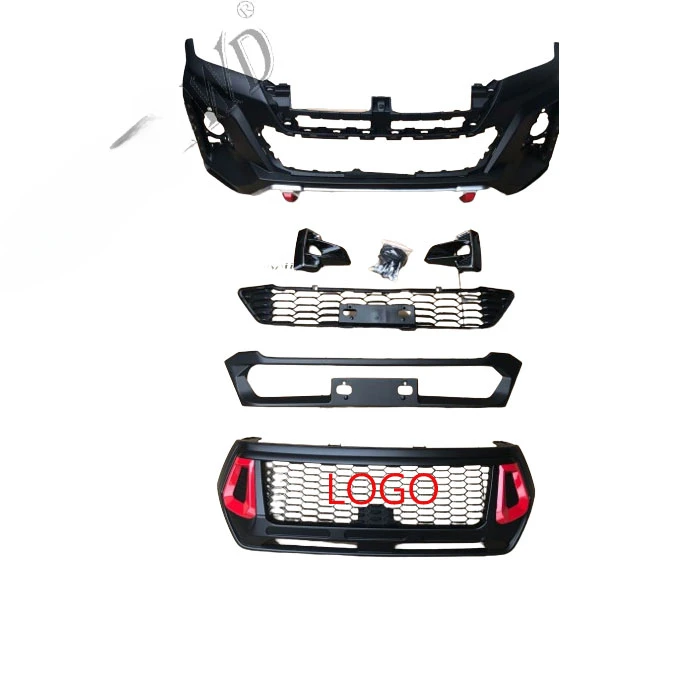 Conversion Front Bumper Body Kit For Hilux Revo 2015- Upgrade To Rocco DRL Bumper Grill Front Grill Fog Light Cover Logo