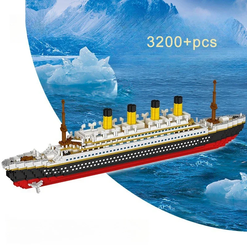 Colección creativa de barcos, microbloques de construcción DIY, juguetes Titanic, modelo MOC, modelo de ensamblaje, regalos de cumpleaños y Navidad